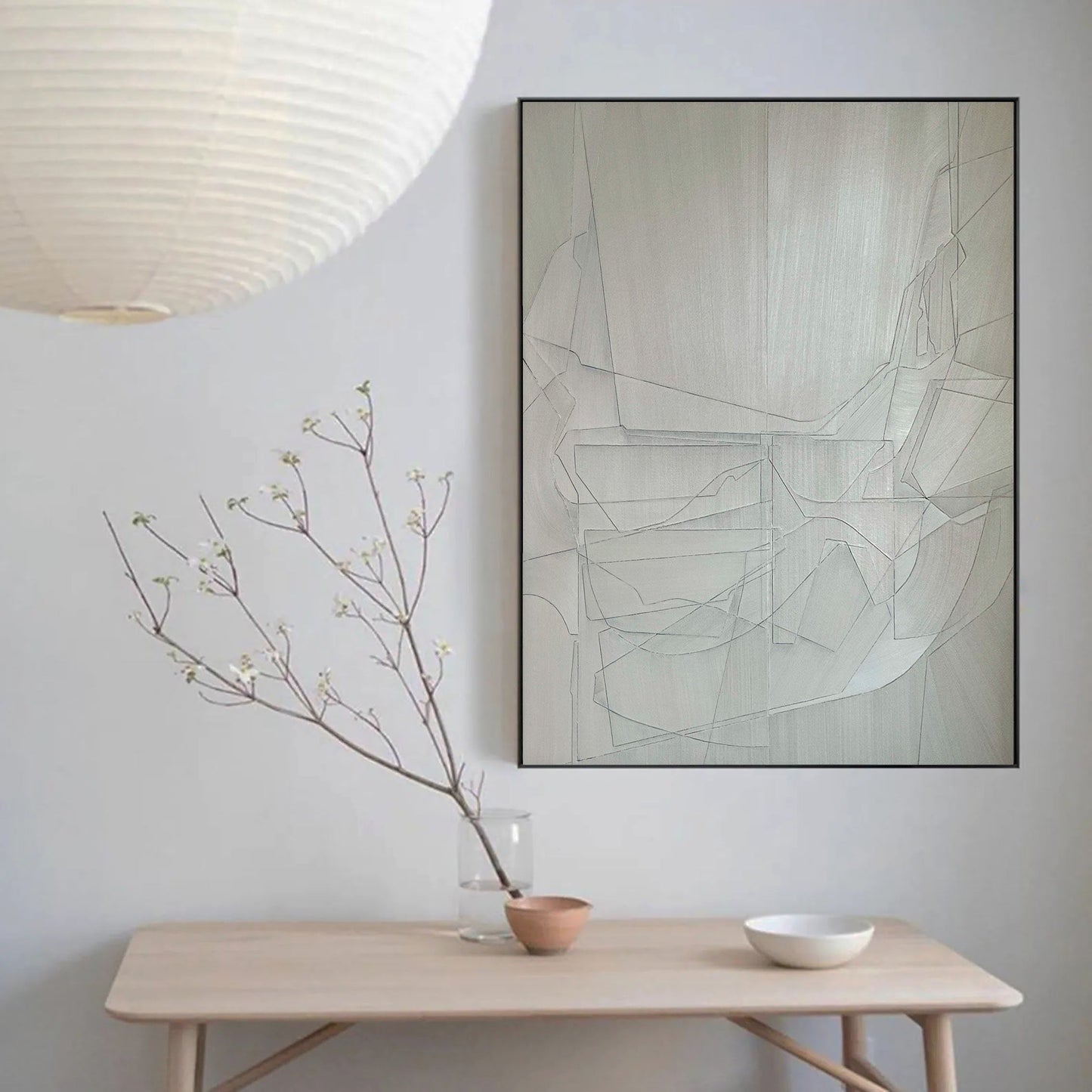 Contemporary Grey Abstract Oil Painting for Modern Home Decor