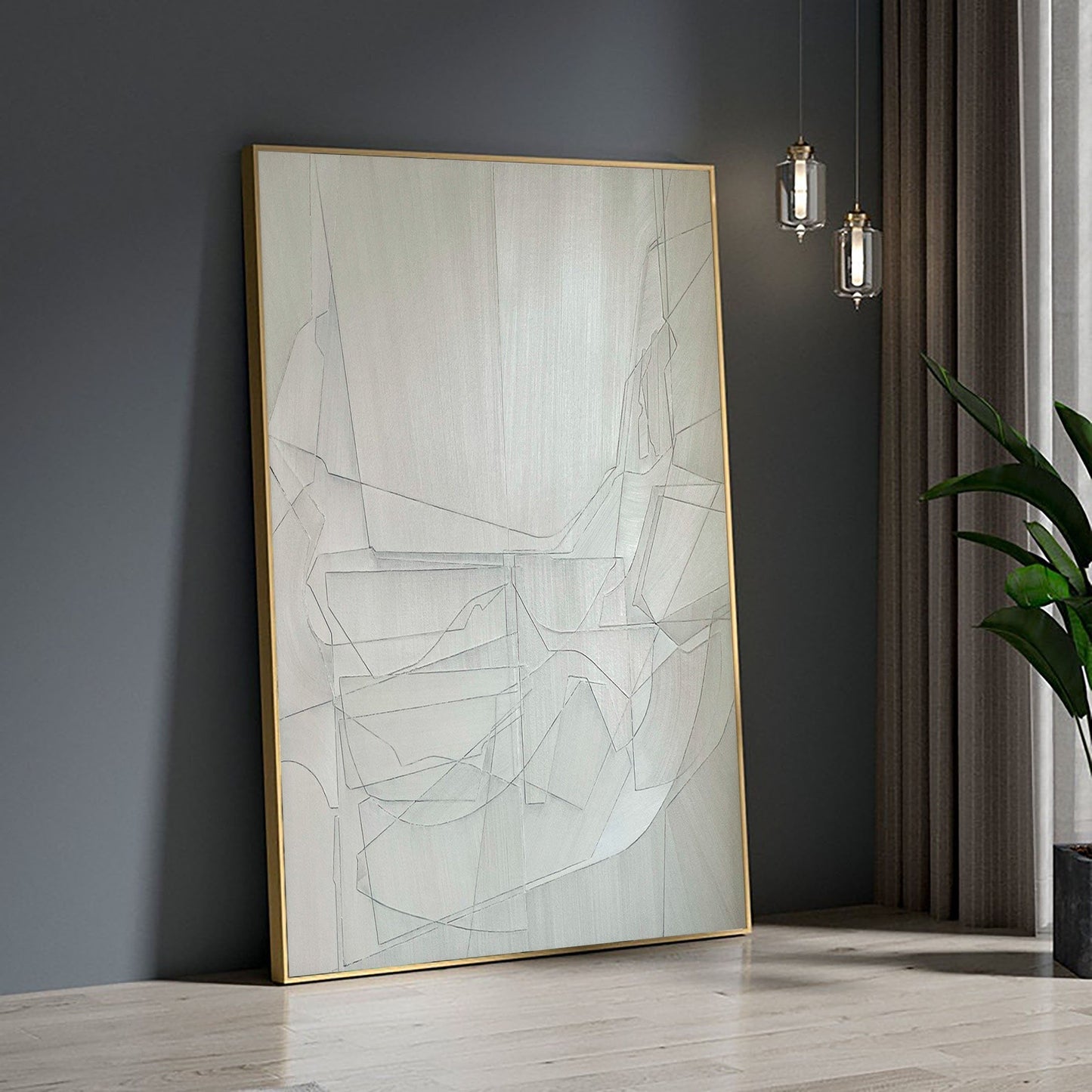 Contemporary Grey Abstract Oil Painting for Modern Home Decor