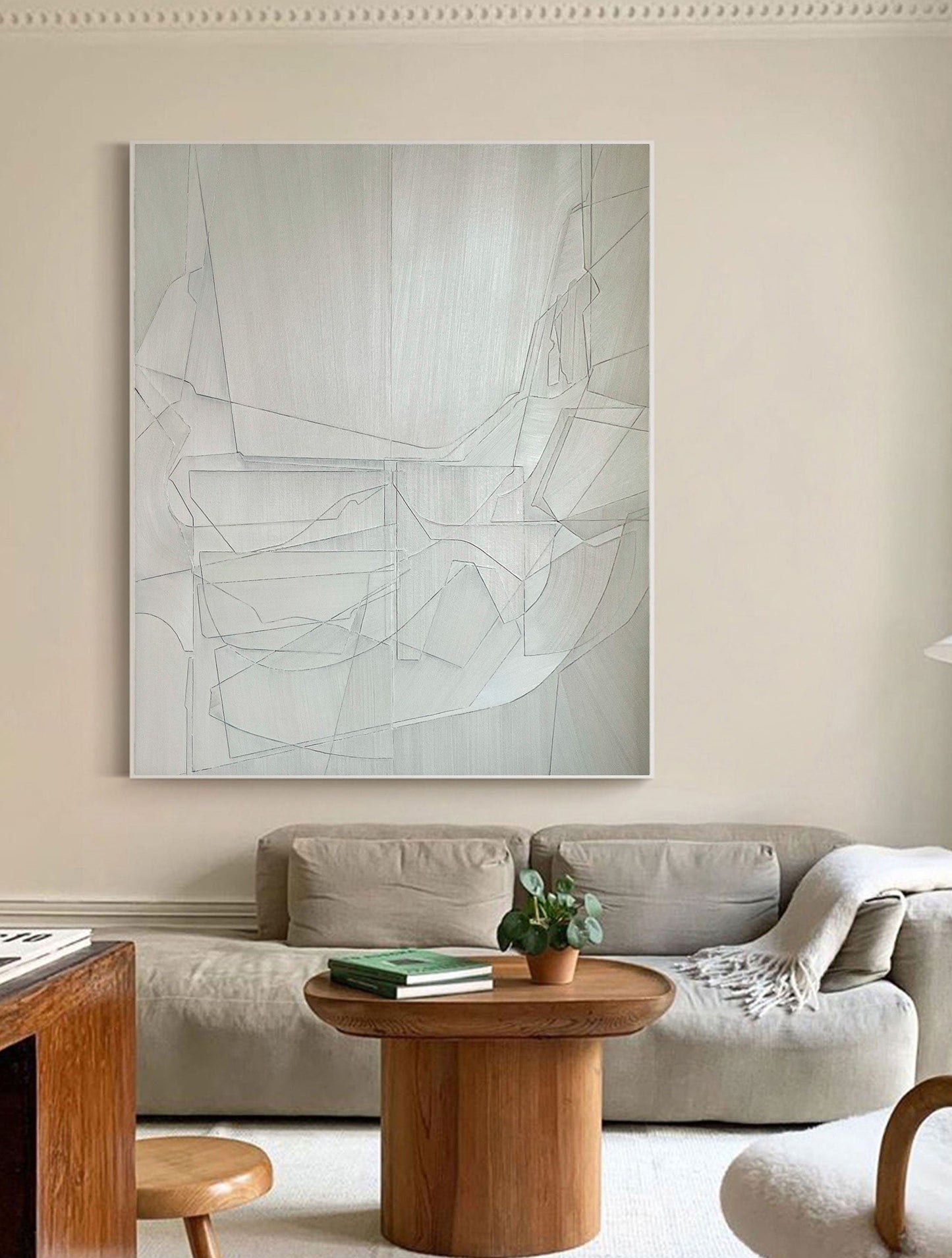 Contemporary Grey Abstract Oil Painting for Modern Home Decor