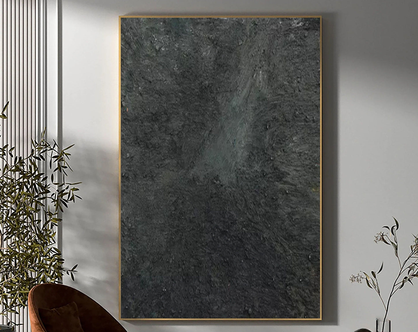 Contemporary Black and White Abstract Oil Painting for Modern Home Decor
