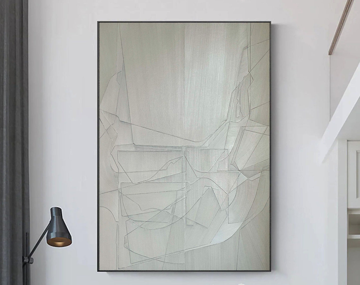 Contemporary Grey Abstract Oil Painting for Modern Home Decor