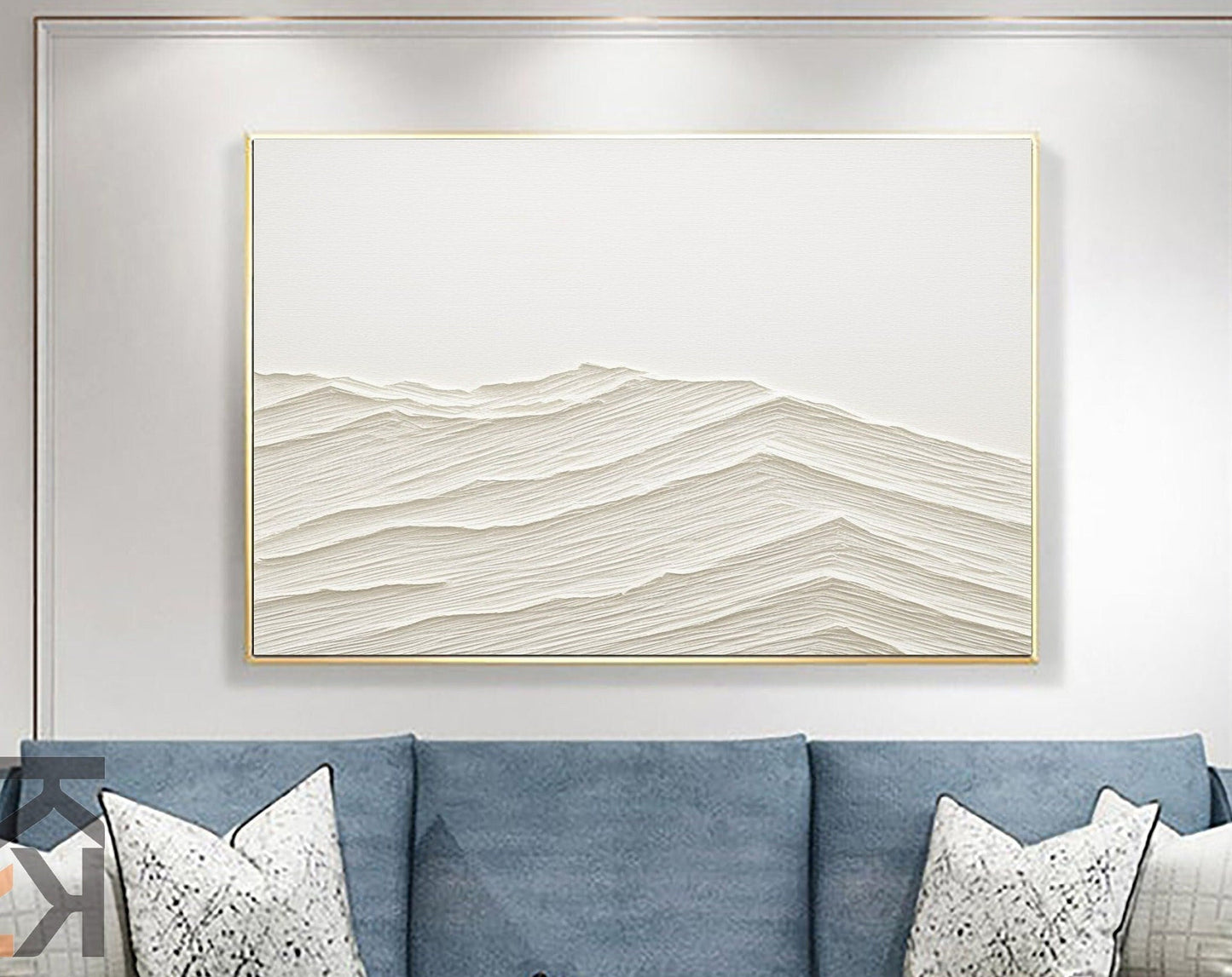 Tranquil Waves in Soft Tones | Elegant Oil Painting for Serene Home Decor