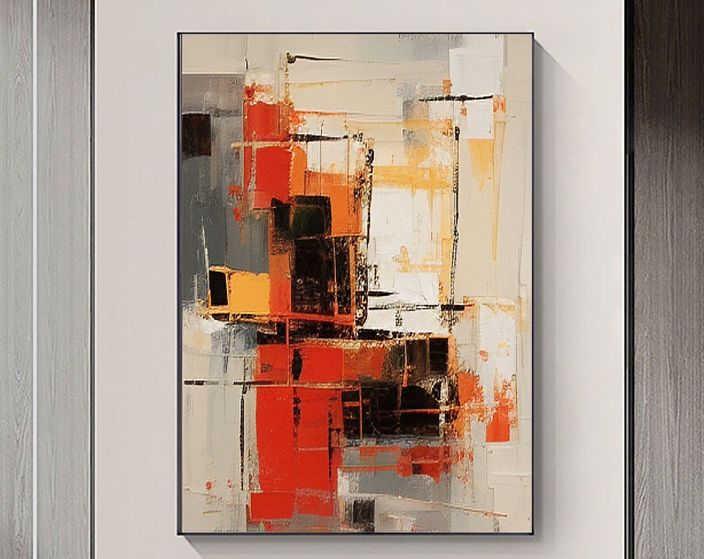 Chic Beige and Brown Abstract Oil Painting for Modern Home Décor