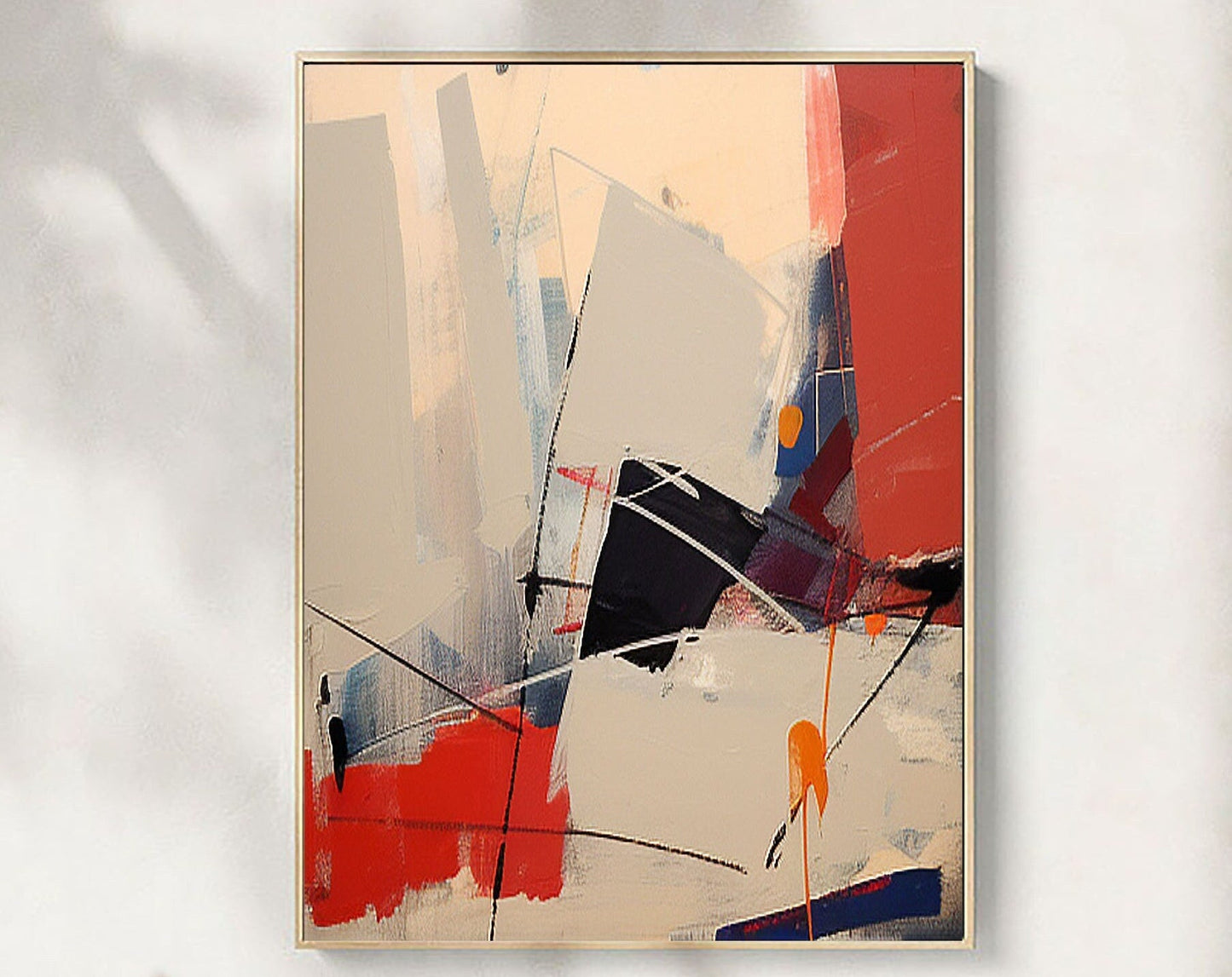 Contemporary Beige and Brown Abstract Oil Painting for Modern Home Decor