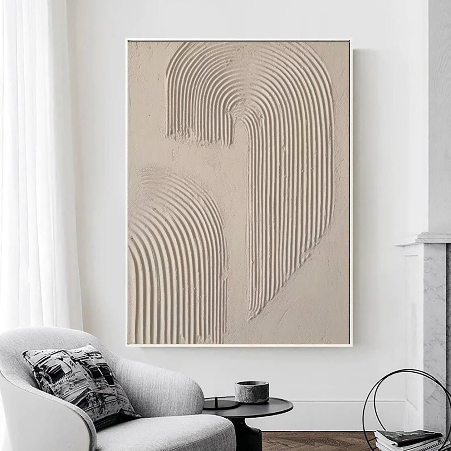 Beige and Brown Modern Abstract Oil Painting for Elegant Home Decor