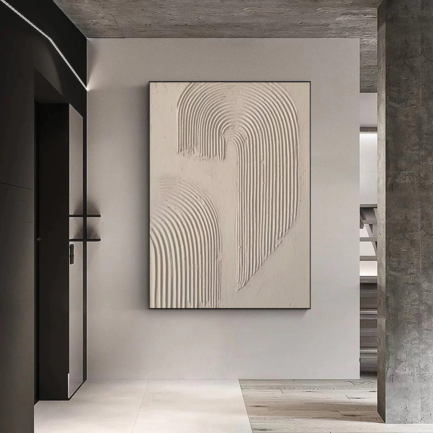 Beige and Brown Modern Abstract Oil Painting for Elegant Home Decor