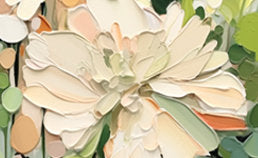 Serene Floral Abstract Oil Painting in Soft Pastels and Greens for Home Decor