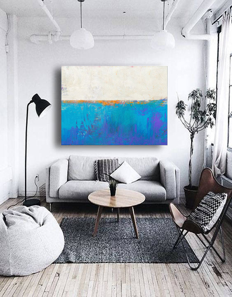 Vibrant Blue Seascape Abstract Art for Coastal Home Decor
