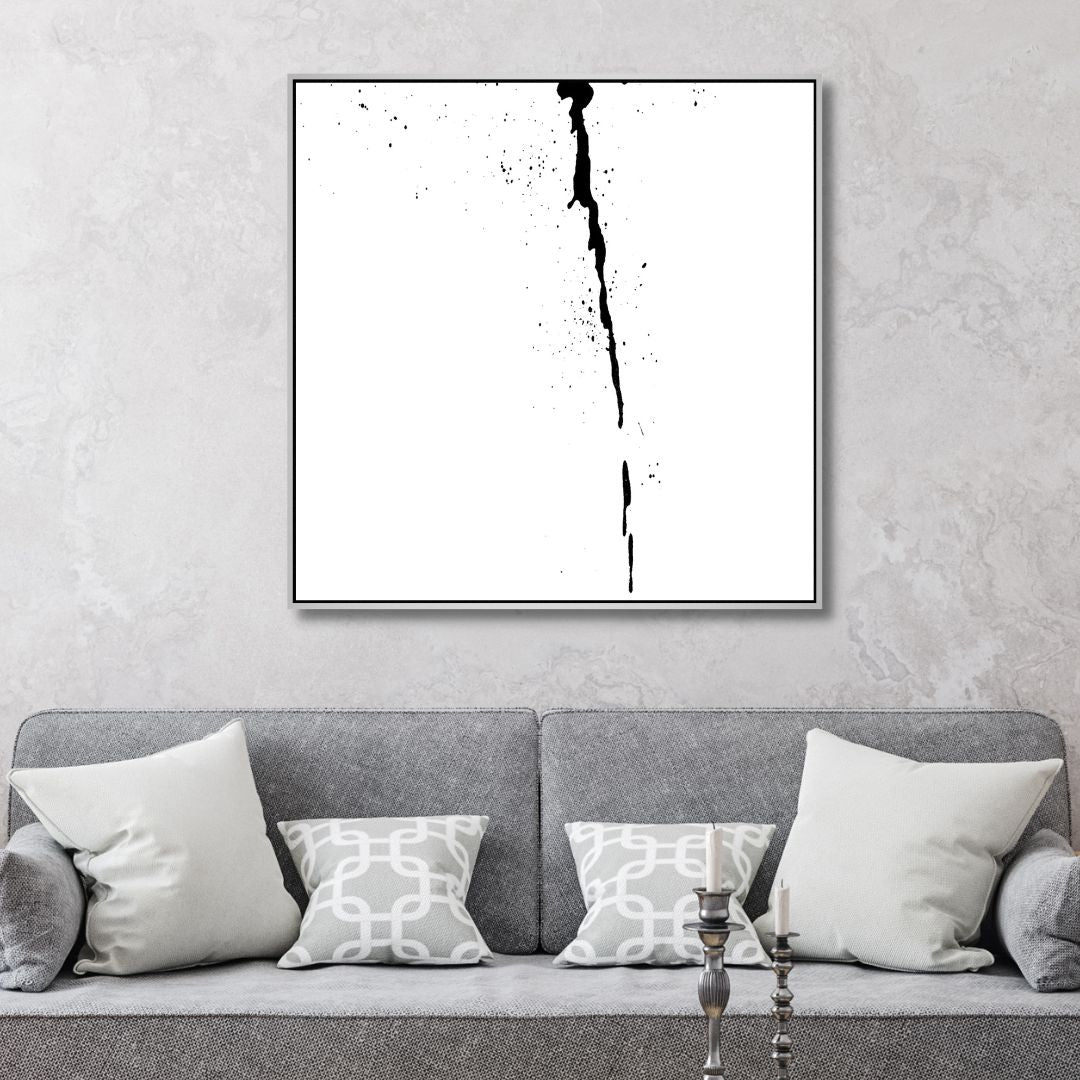 Minimalist Black and White Abstract Oil Painting for Modern Home Décor