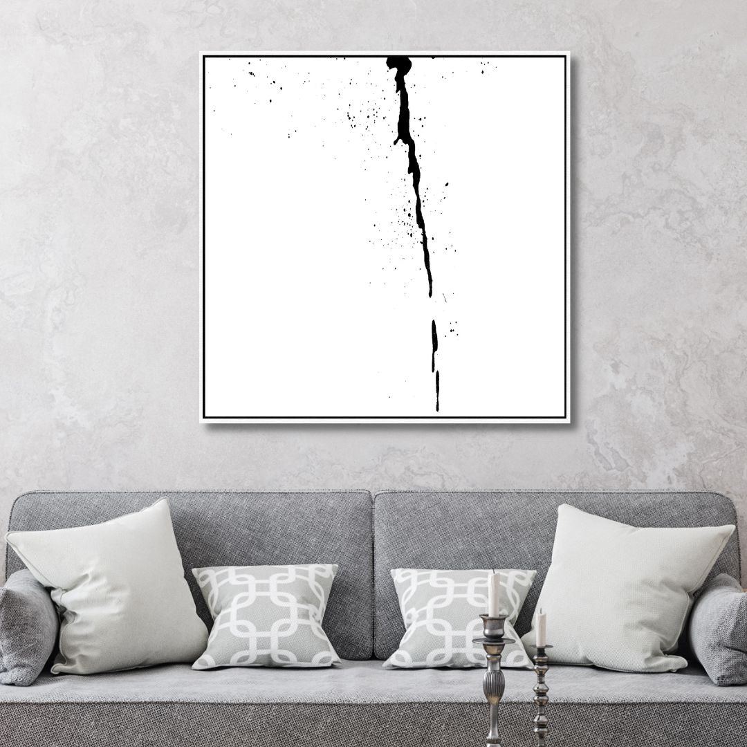 Minimalist Black and White Abstract Oil Painting for Modern Home Décor
