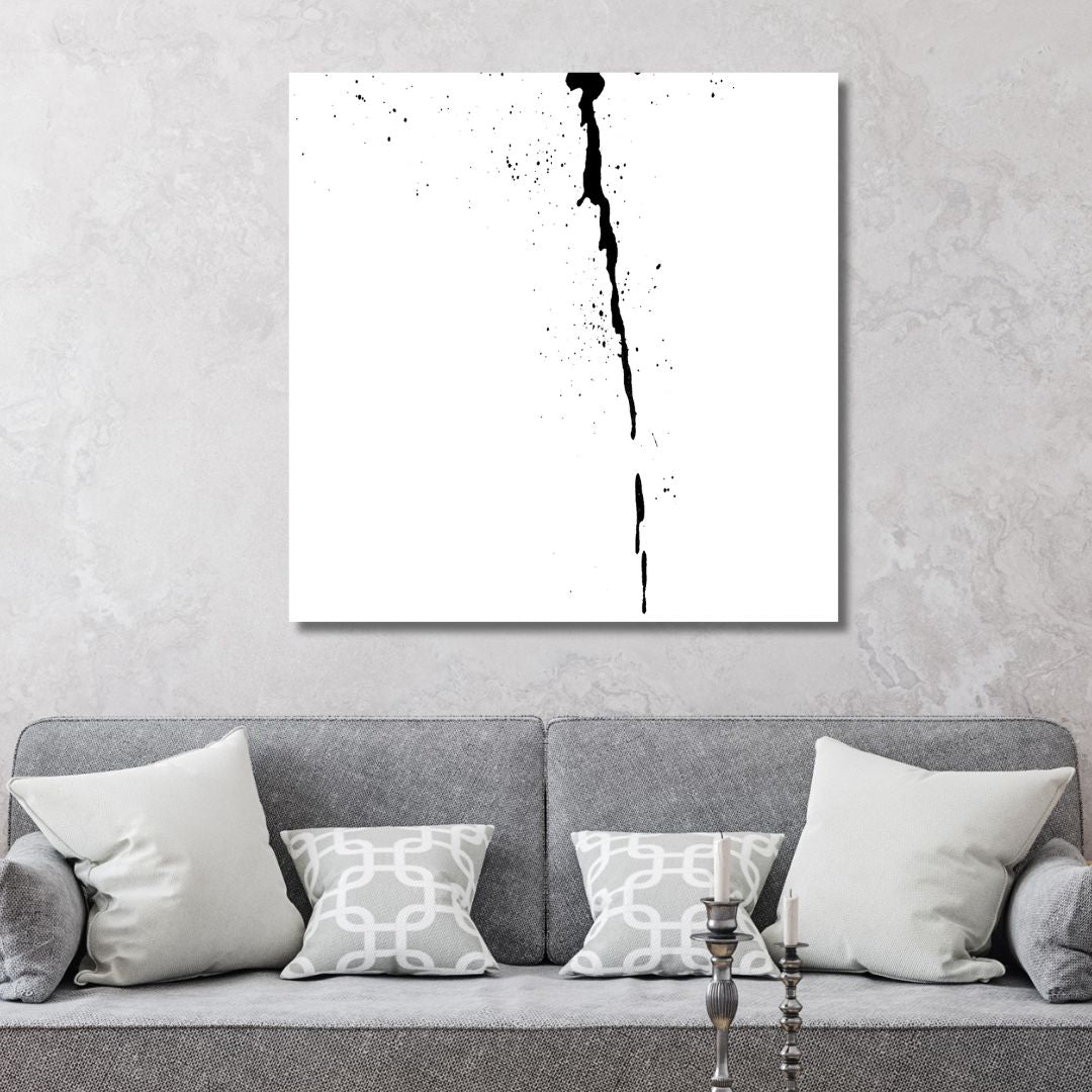Minimalist Black and White Abstract Oil Painting for Modern Home Décor
