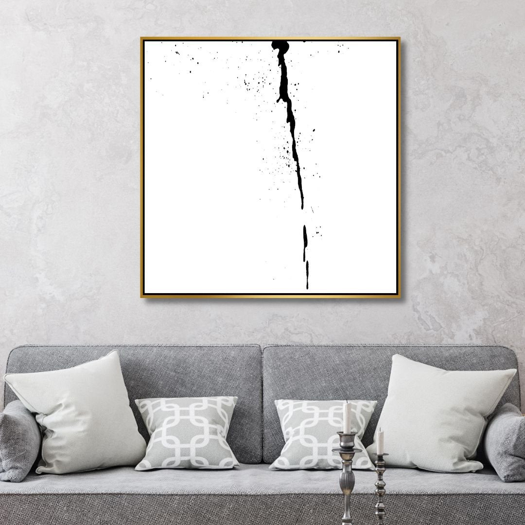 Minimalist Black and White Abstract Oil Painting for Modern Home Décor