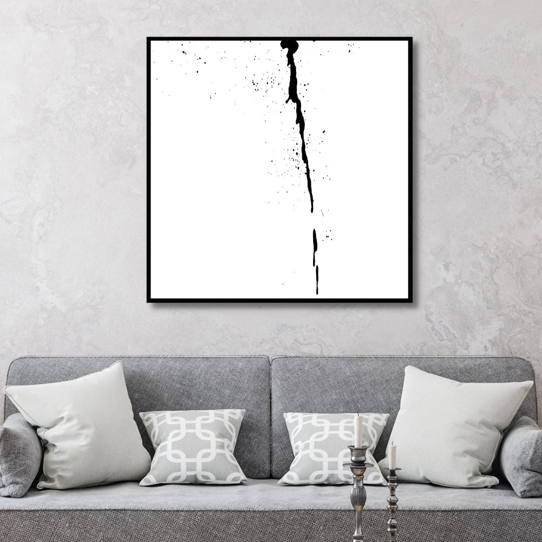 Minimalist Black and White Abstract Oil Painting for Modern Home Décor