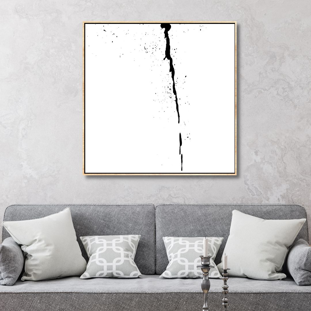 Minimalist Black and White Abstract Oil Painting for Modern Home Décor