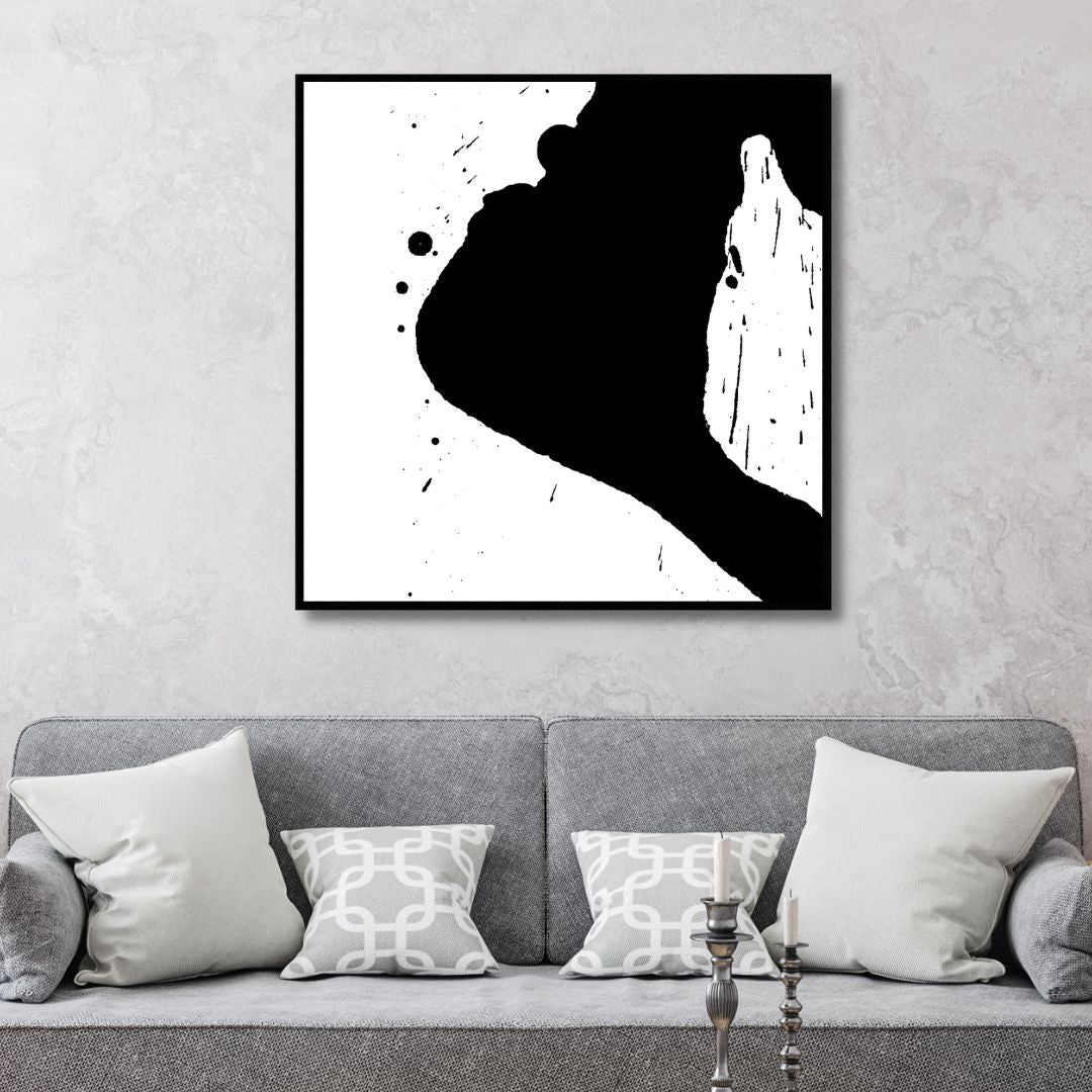 Minimalist Black and White Abstract Oil Painting for Modern Home Décor