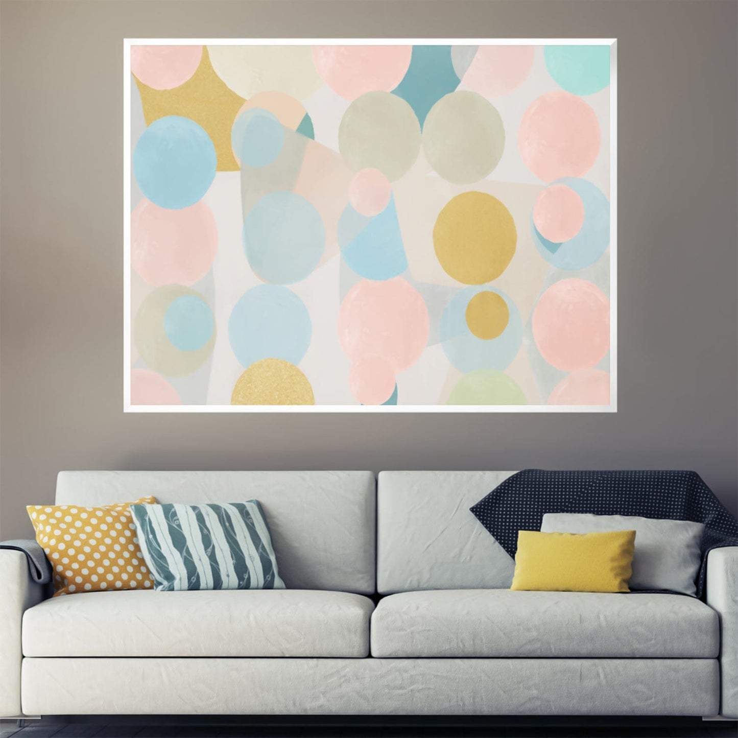 Colorful Abstract Dotscape Oil Painting for Modern Home Decor