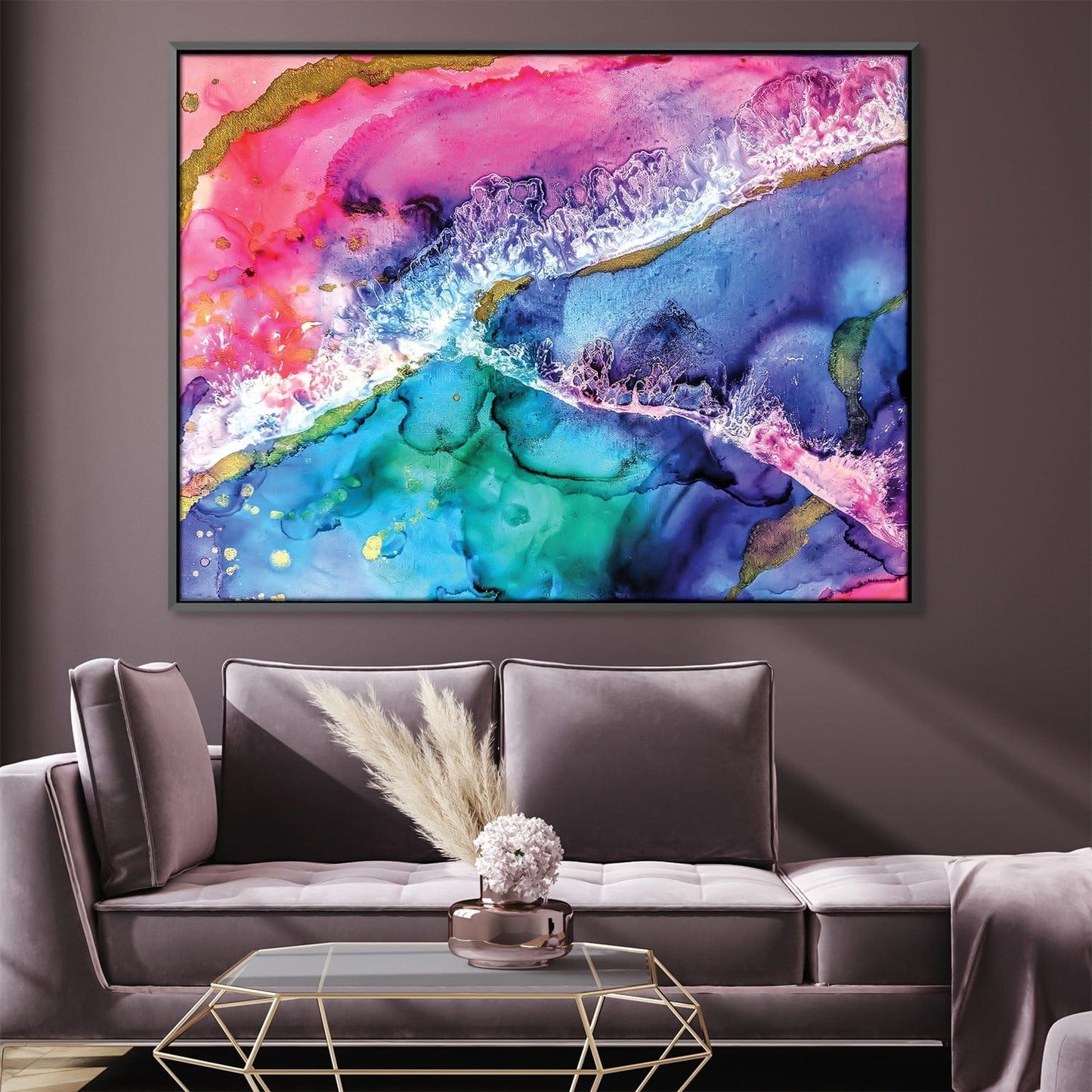 Colorful Abstract Waves of Love Oil Painting for Modern Home Decor