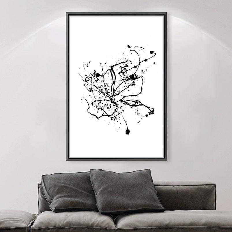 Contemporary Black and White Abstract Ink Splash Canvas Art for Modern Home Decor