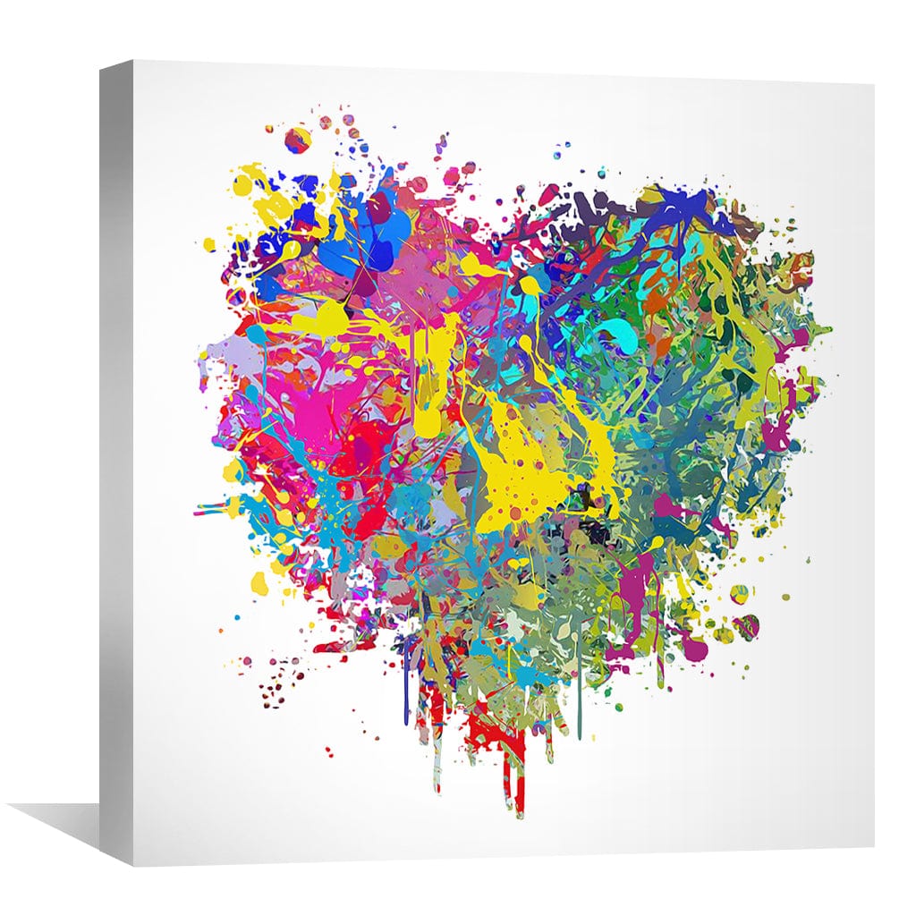Colorful Heart Canvas Art – Vibrant Abstract Oil Painting for Home Decor