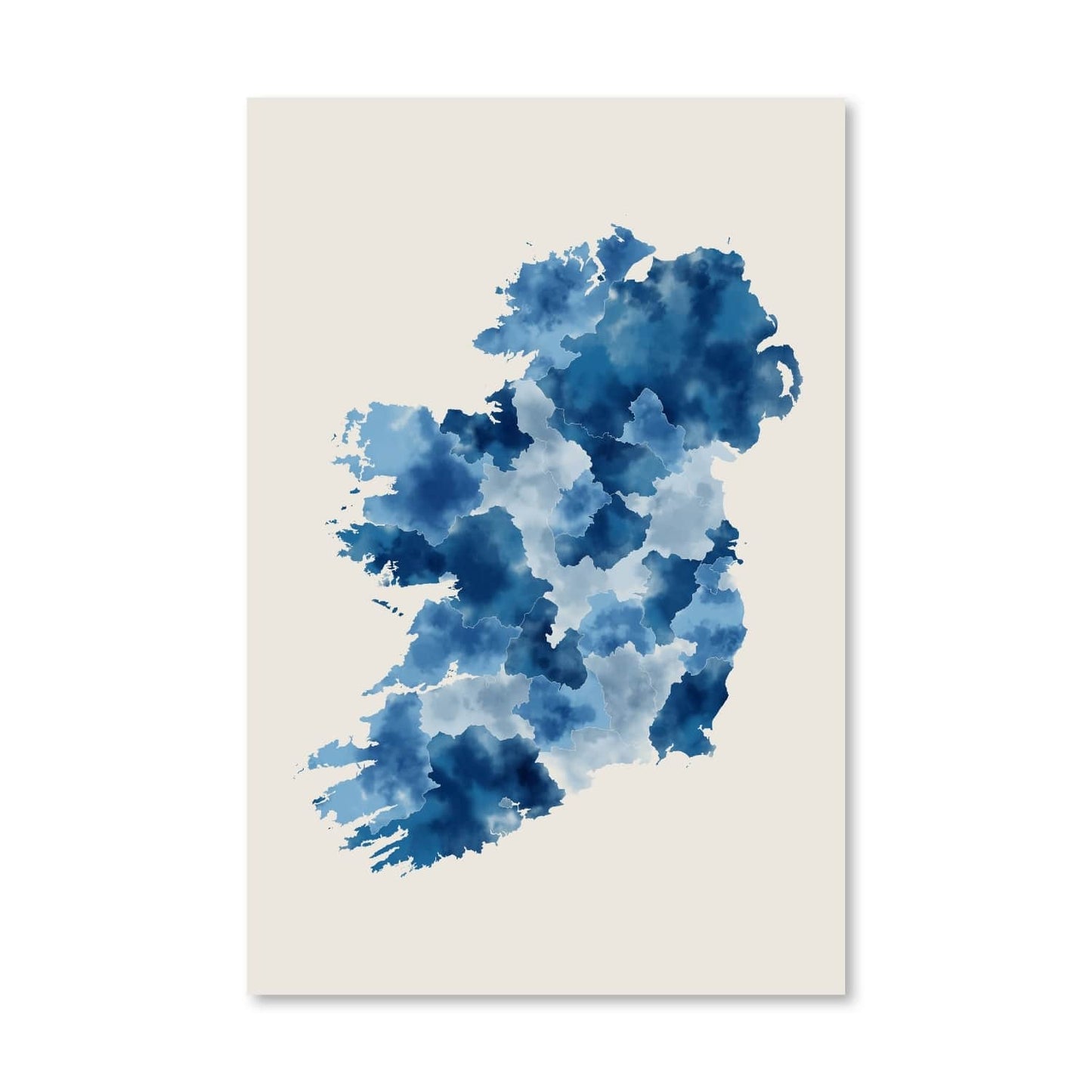 Blue Abstract Ireland Map Oil Painting for Home Decor