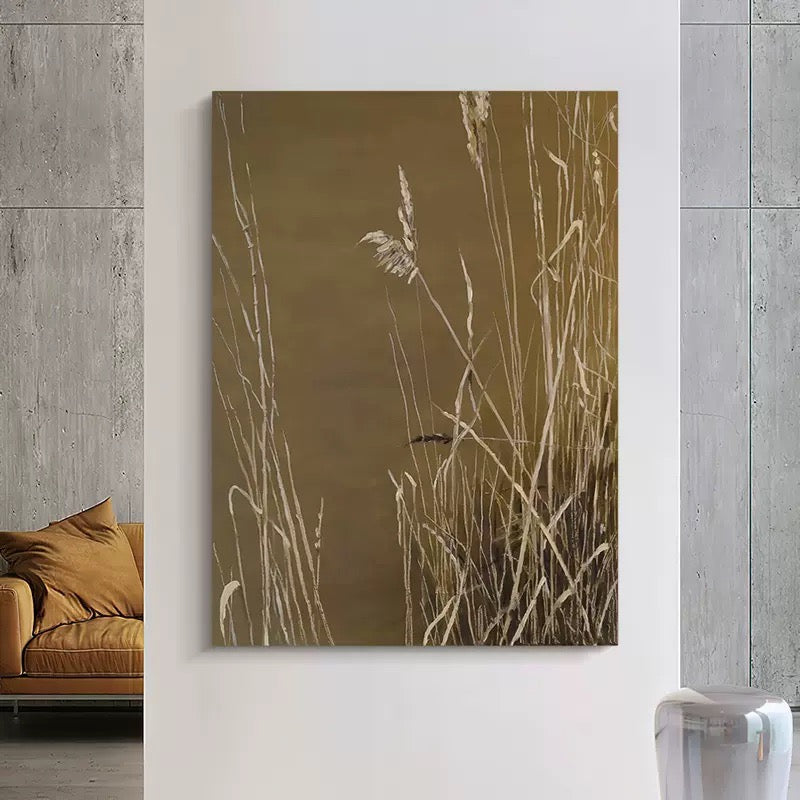 Dried Grass Autumn Wheat Quiet Oil Painting
