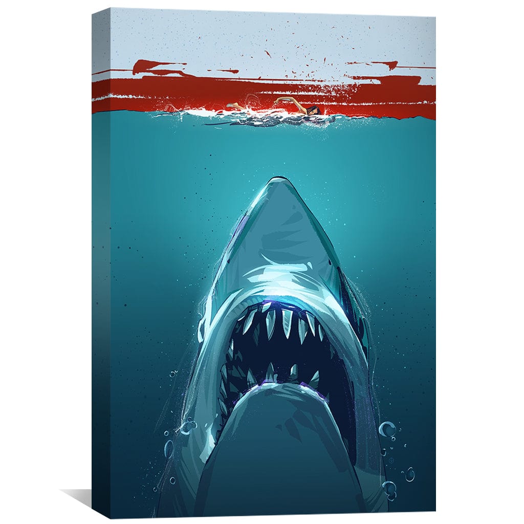 Majestic Shark Underwater Scene - Bold Oil Painting for Ocean Lovers