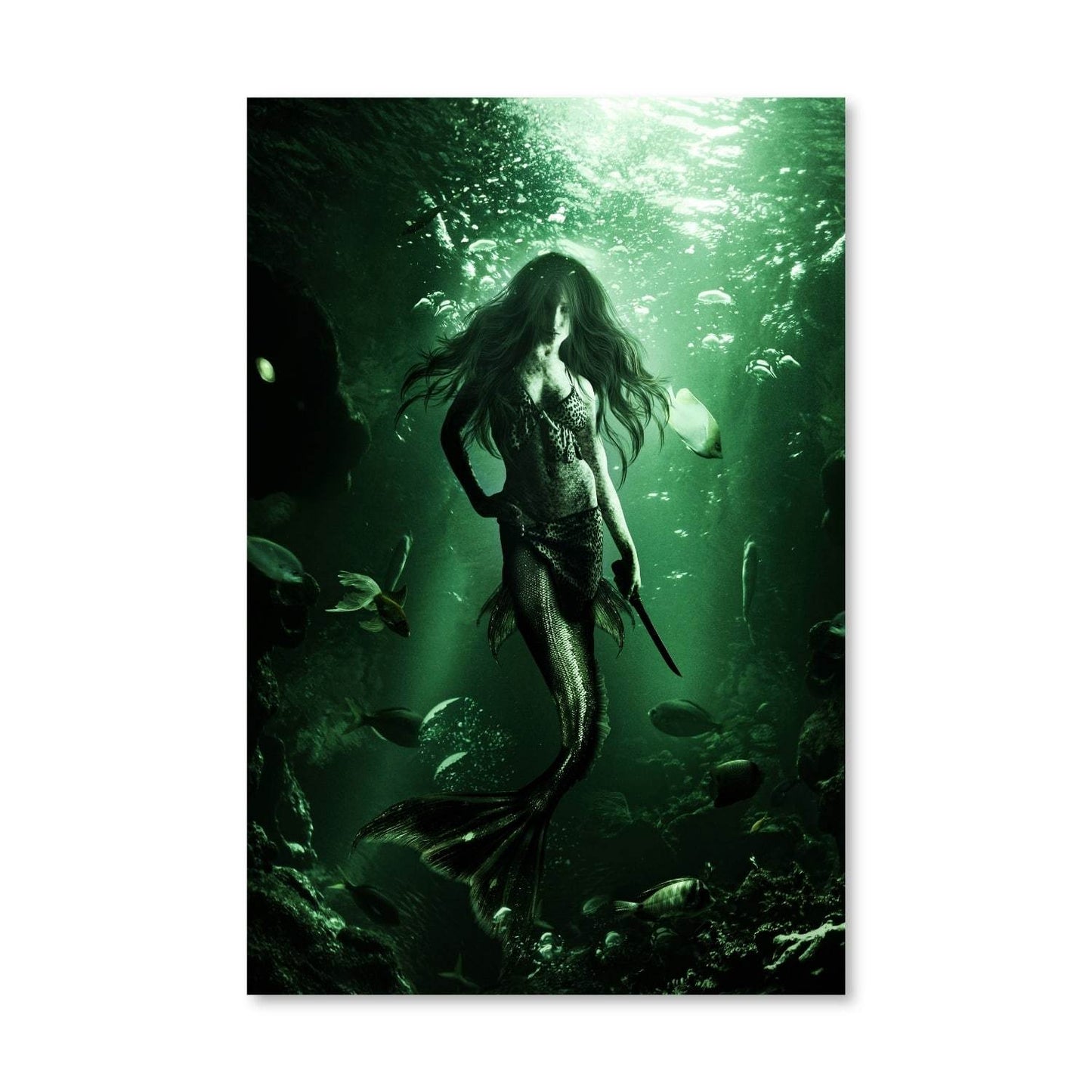 Enchanting Siren Underwater Canvas Oil Painting for Home Decor