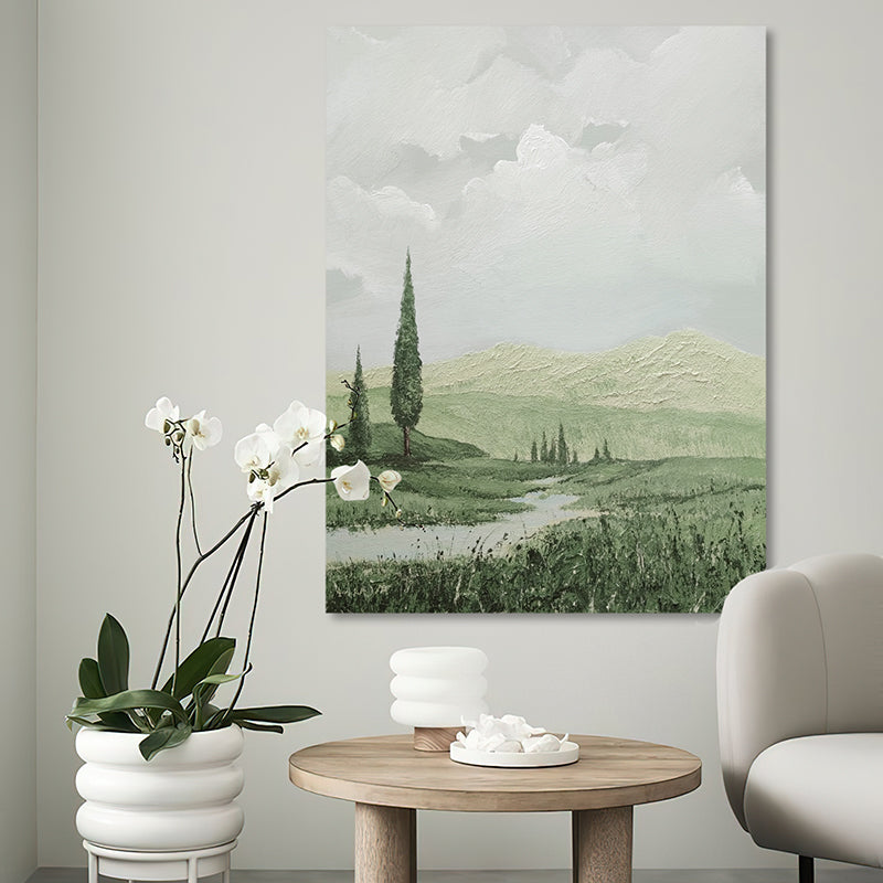 Scenic Meadow European Hill Landscape Oil Painting 135SM