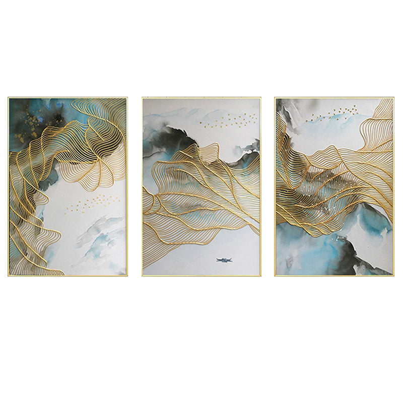 Gold Wave Accent Abstract Stone Nature Oil Painting