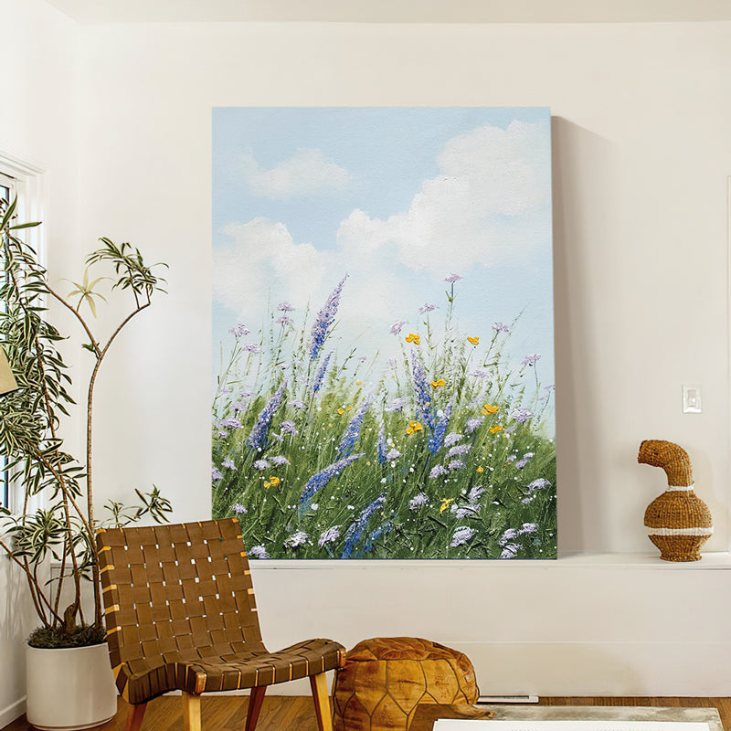 Lavander Fields Meadow Sky Floral Oil Painting 113LF