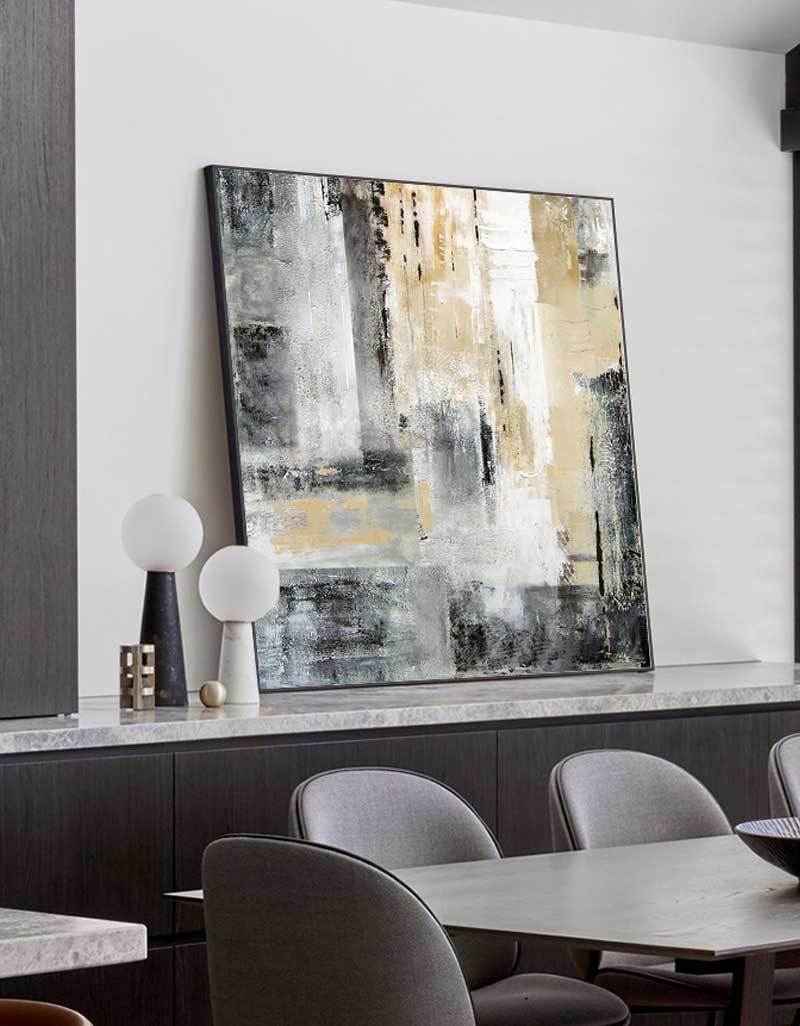 Contemporary Abstract Skyline Oil Painting for Modern Home Decor