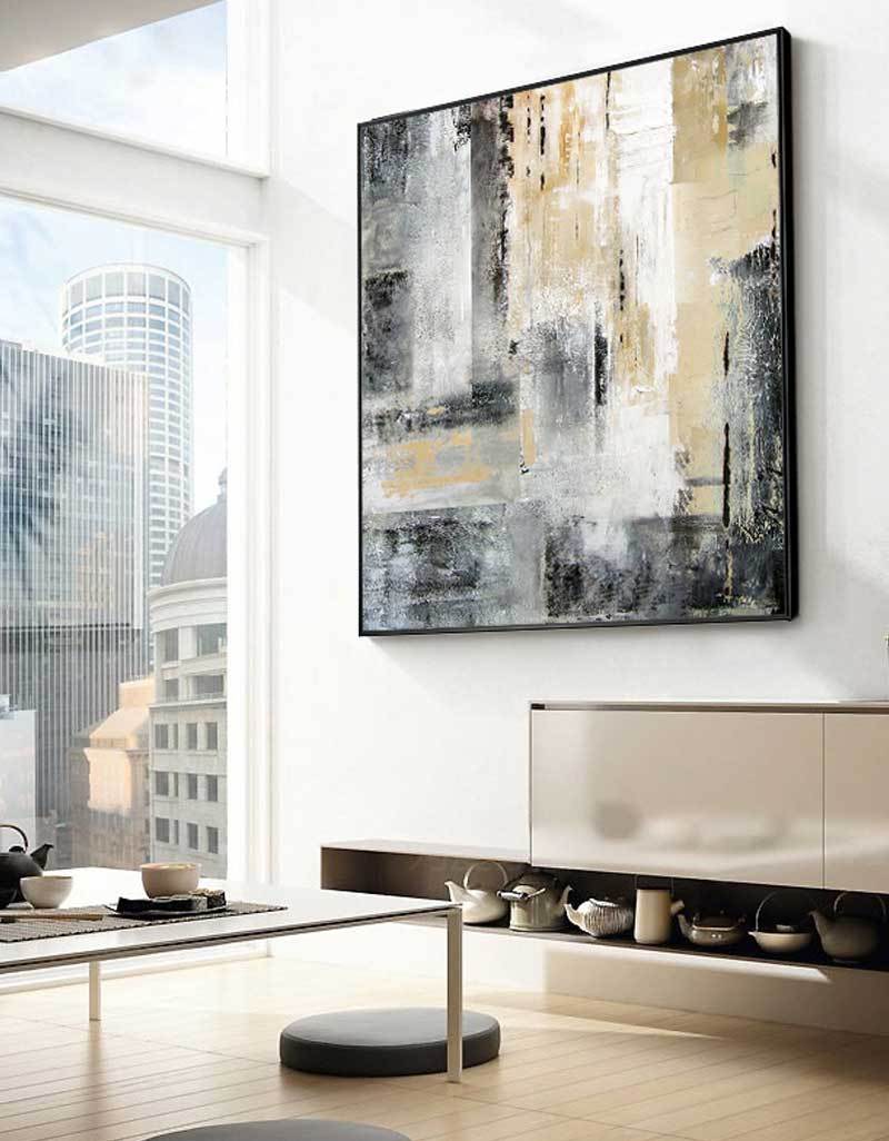 Contemporary Abstract Skyline Oil Painting for Modern Home Decor