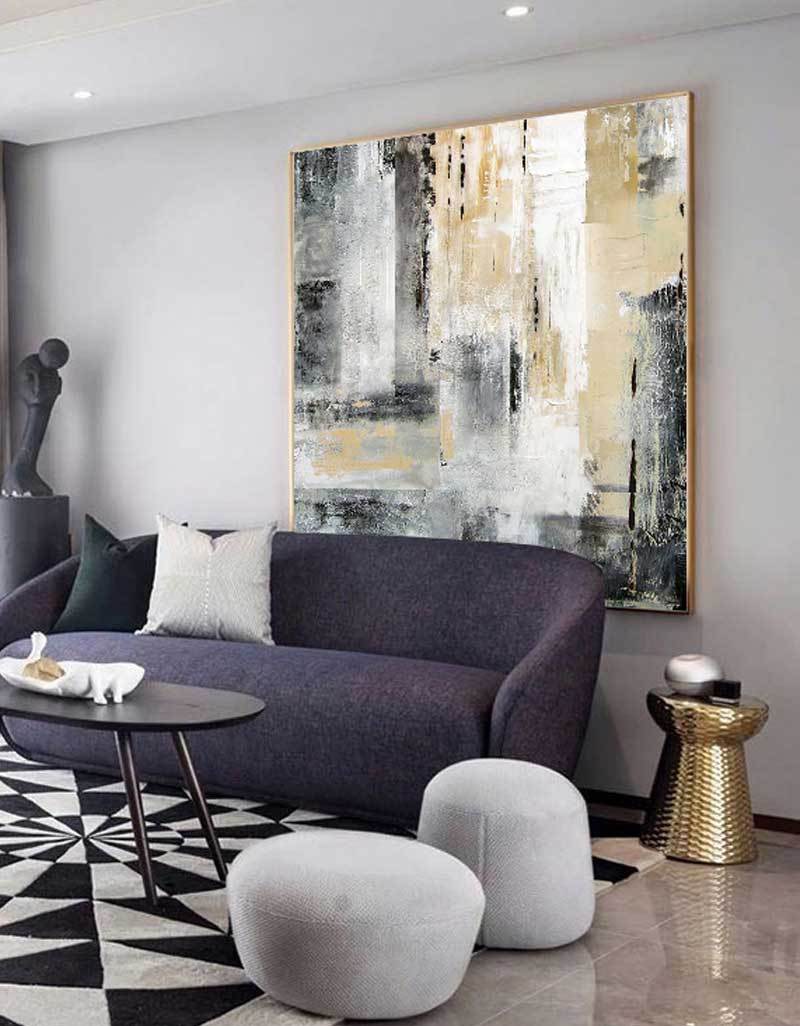 Contemporary Abstract Skyline Oil Painting for Modern Home Decor