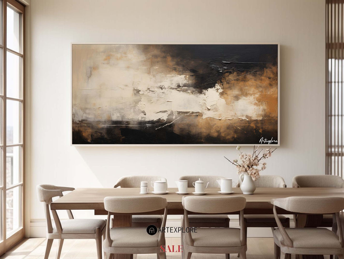 Contemporary Abstract Oil Painting in Earth Tones for Modern Home Decor
