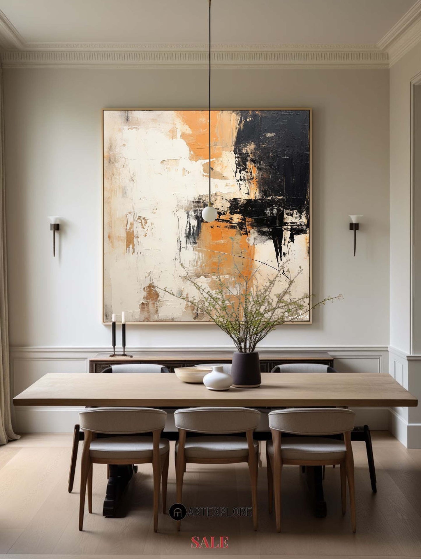 Contemporary Abstract Oil Painting with Bold Colors and Texture