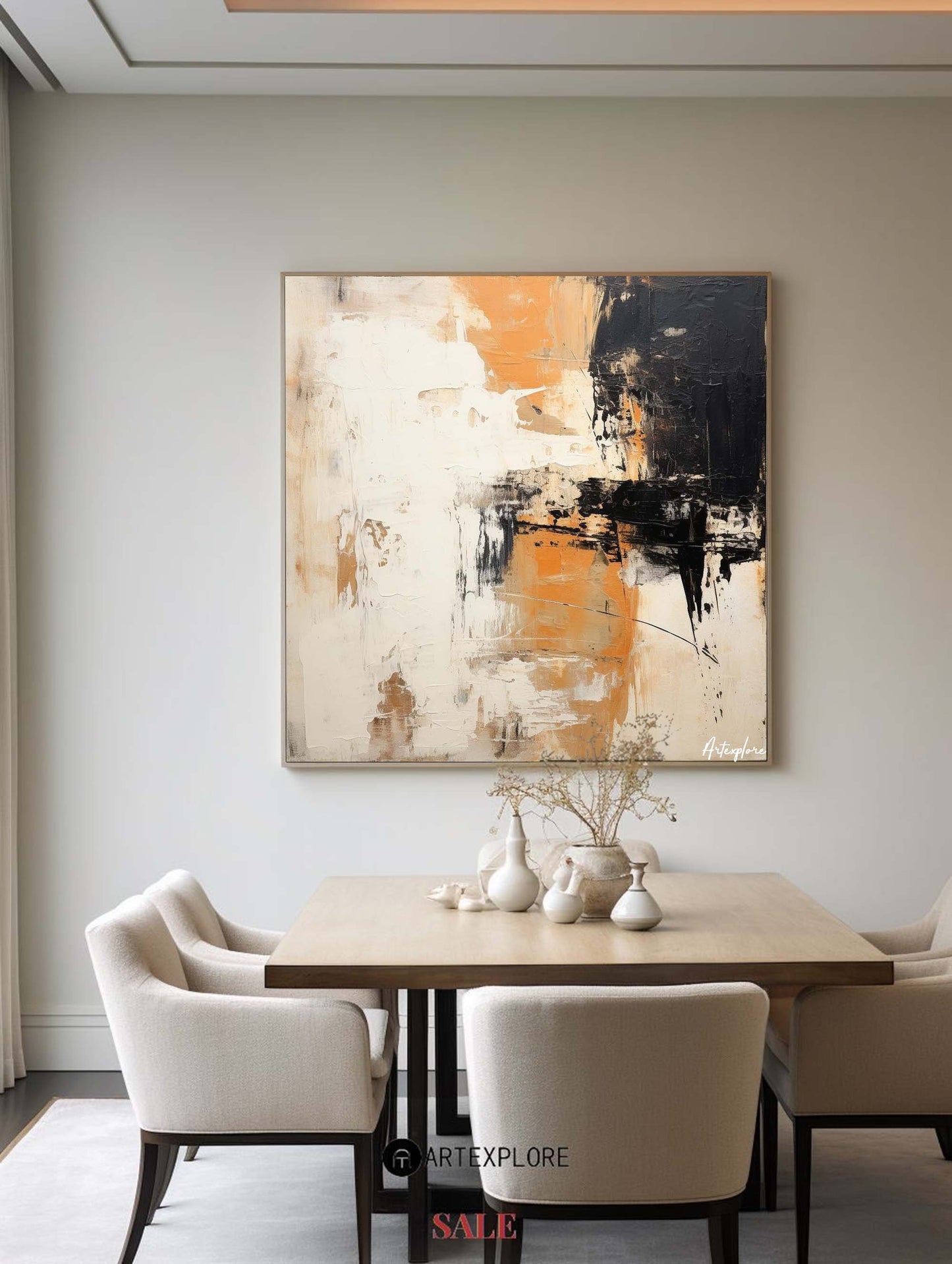 Contemporary Abstract Oil Painting with Bold Colors and Texture