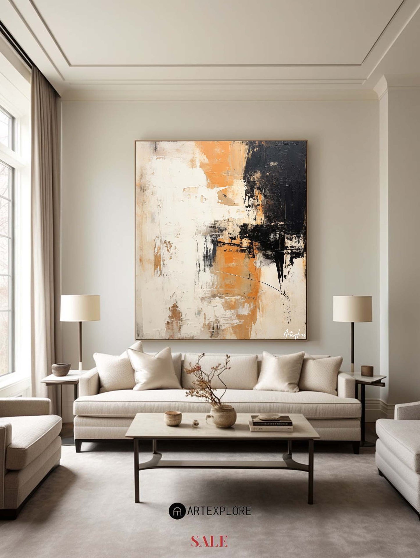 Contemporary Abstract Oil Painting with Bold Colors and Texture