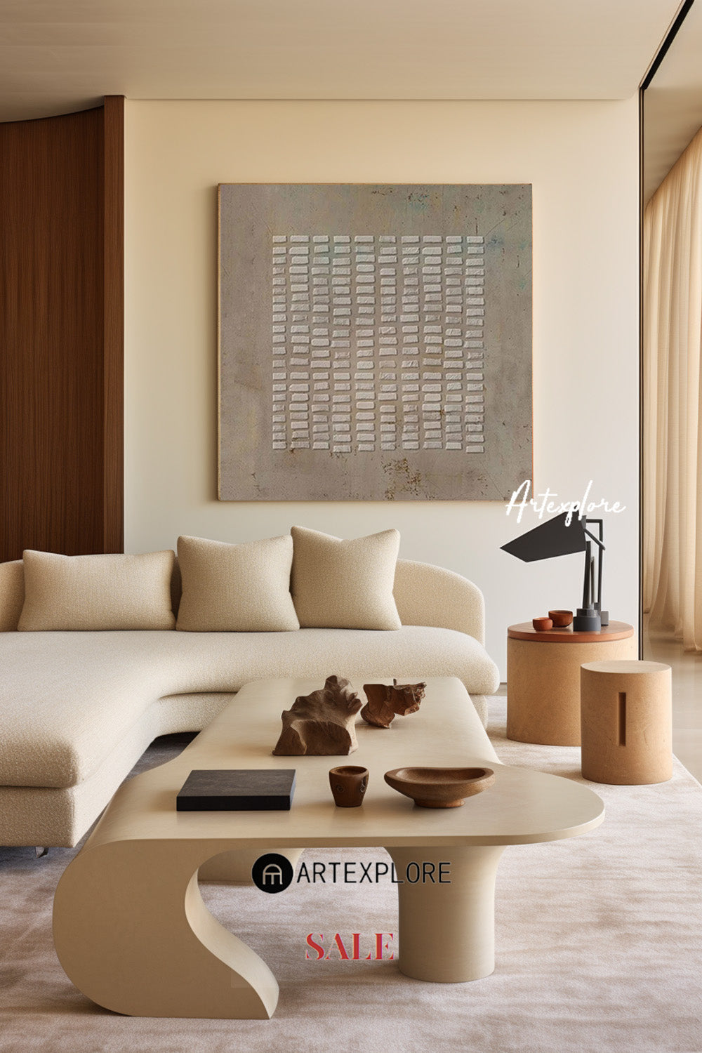 Wabi-Sabi Minimalist Oil Painting for Serene Home Decor