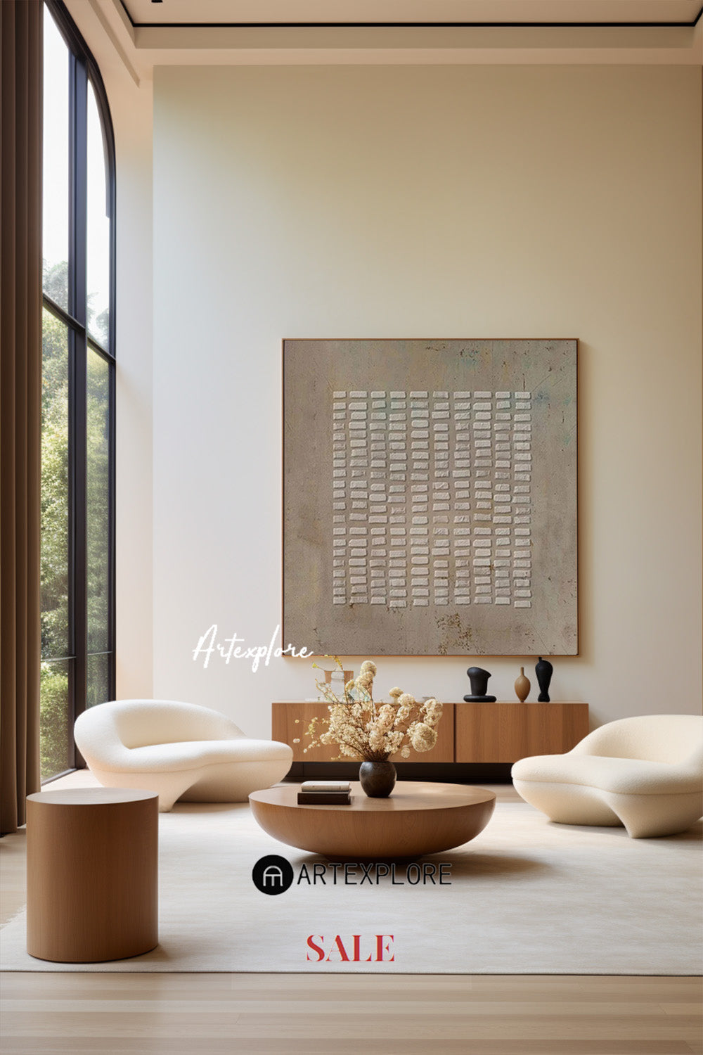 Wabi-Sabi Minimalist Oil Painting for Serene Home Decor