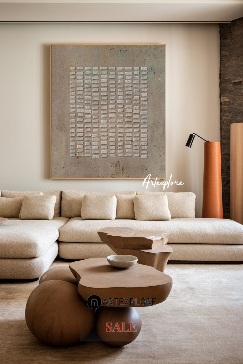 Wabi-Sabi Minimalist Oil Painting for Serene Home Decor