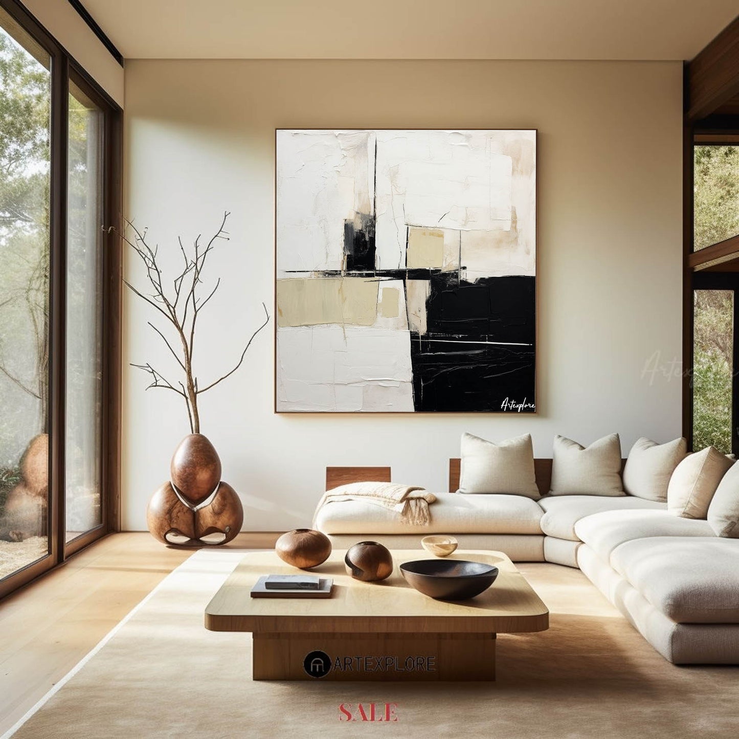 Contemporary Black and White Abstract Oil Painting for Modern Art Lovers