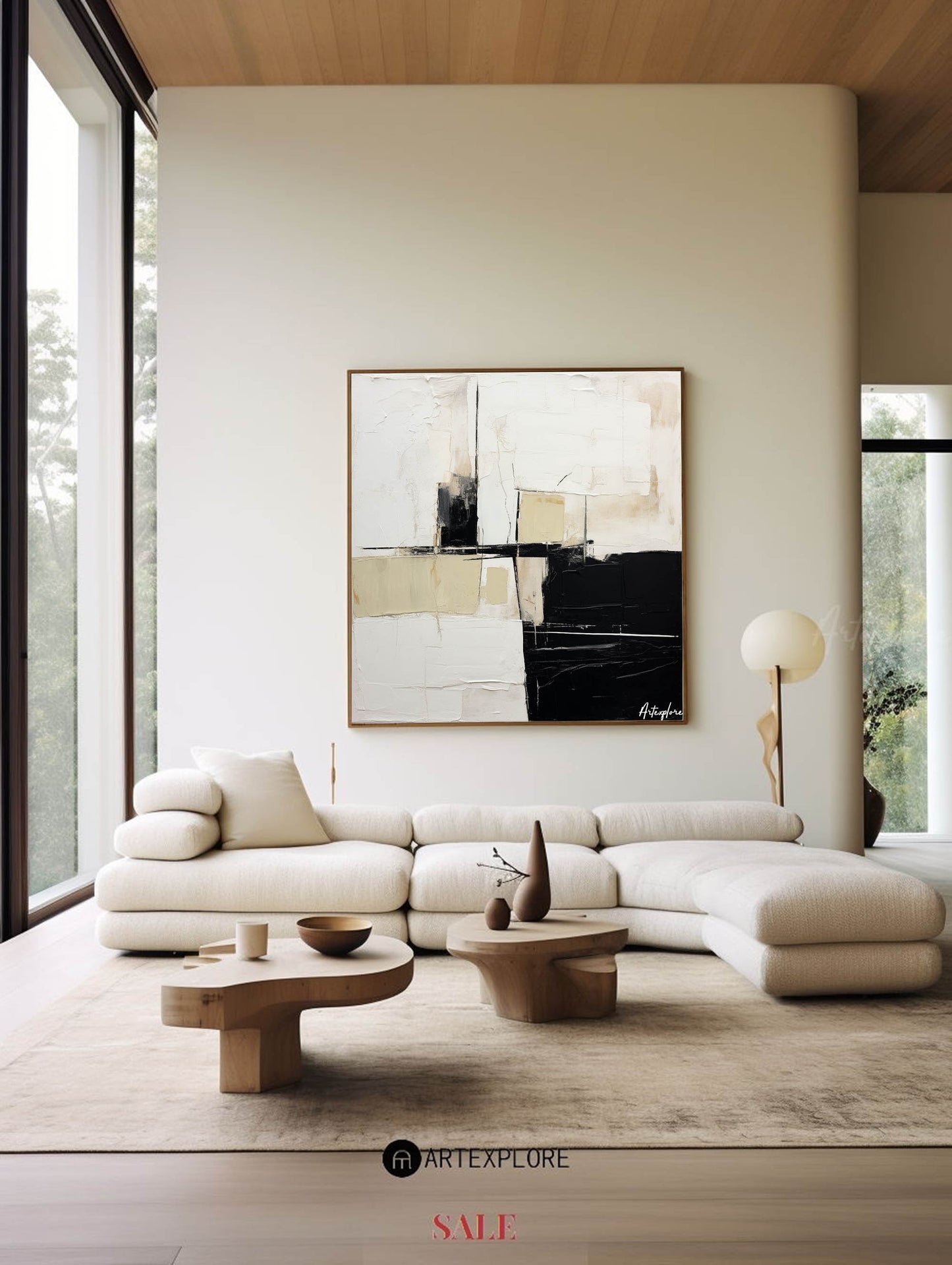Contemporary Black and White Abstract Oil Painting for Modern Art Lovers