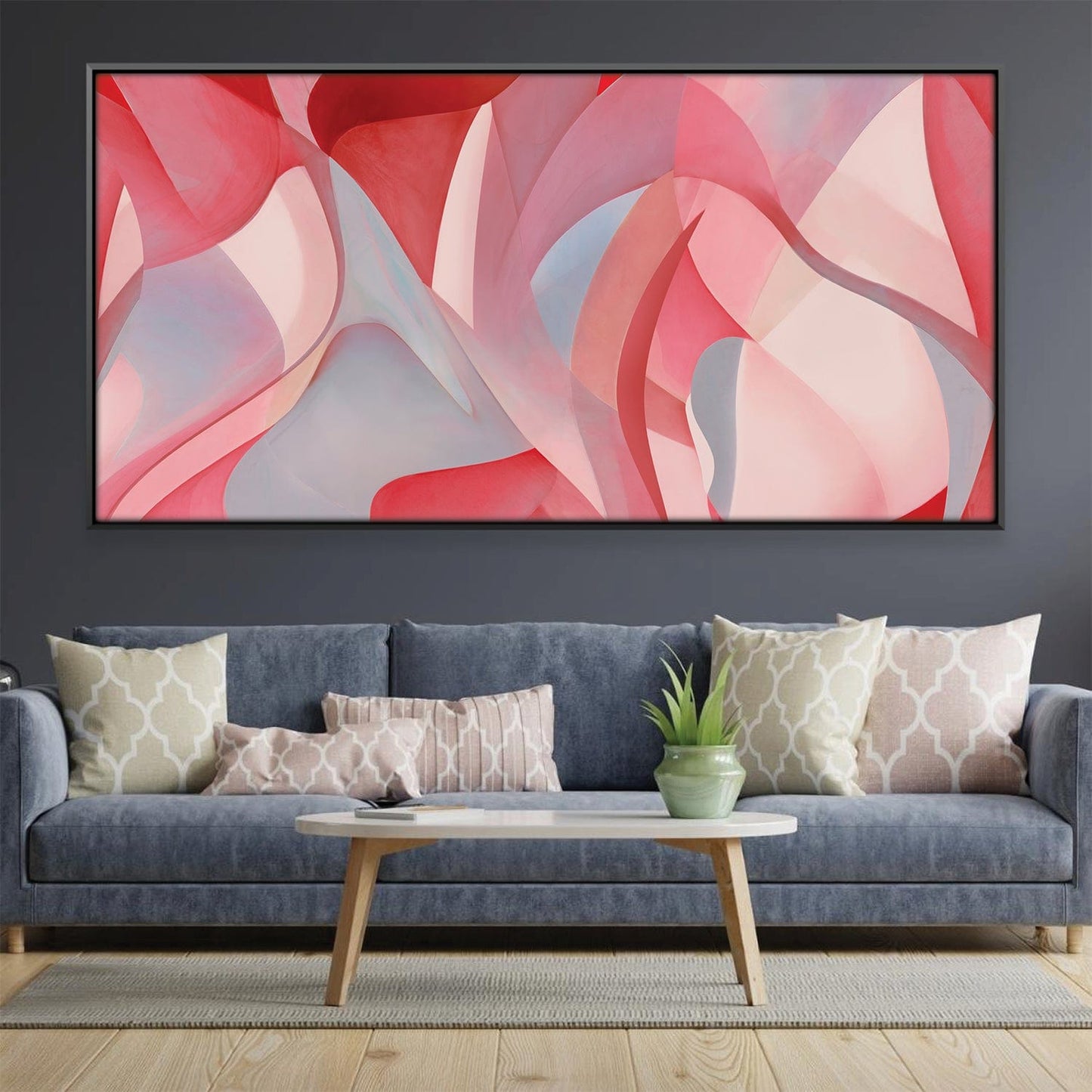 Vibrant Abstract Red Waves Oil Painting for Modern Home Decor