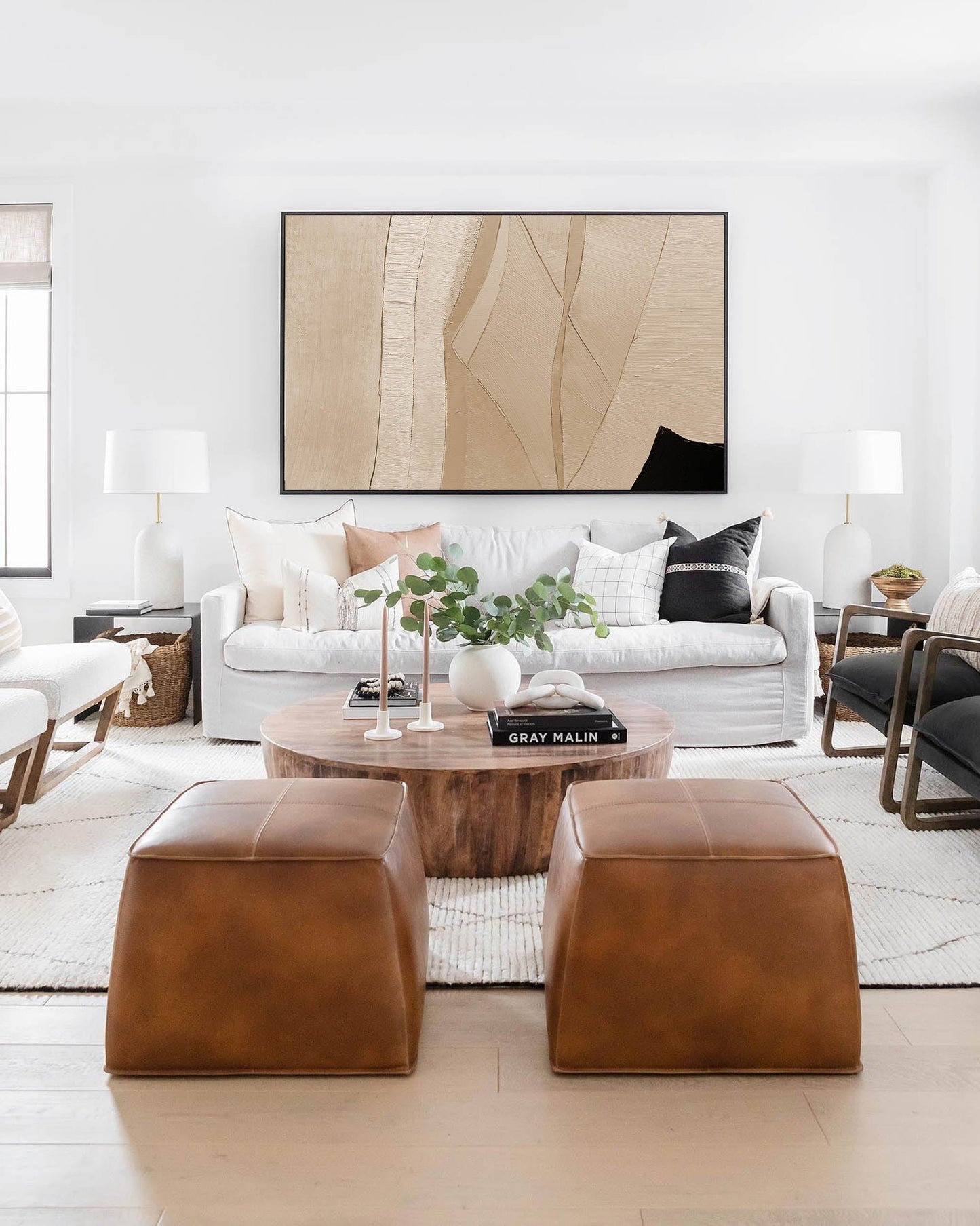 Elegant Minimalist Geometric Oil Painting for Modern Home Decor