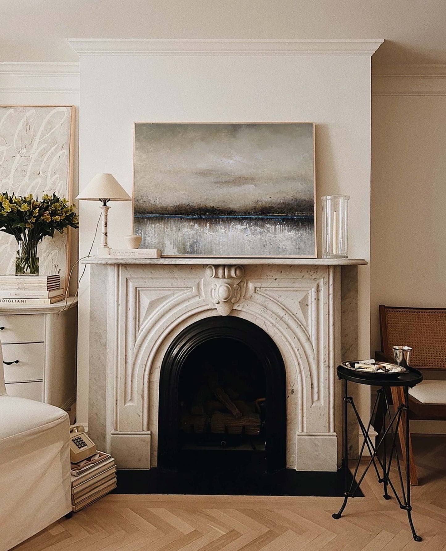 Serene Coastal Abstract Oil Painting – Tranquil Seascape for Modern Decor
