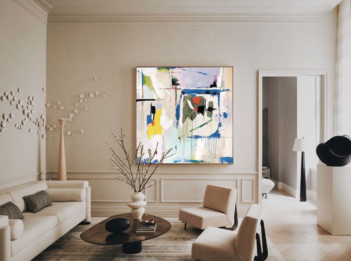 Colorful Abstract Oil Painting for Modern Home Décor