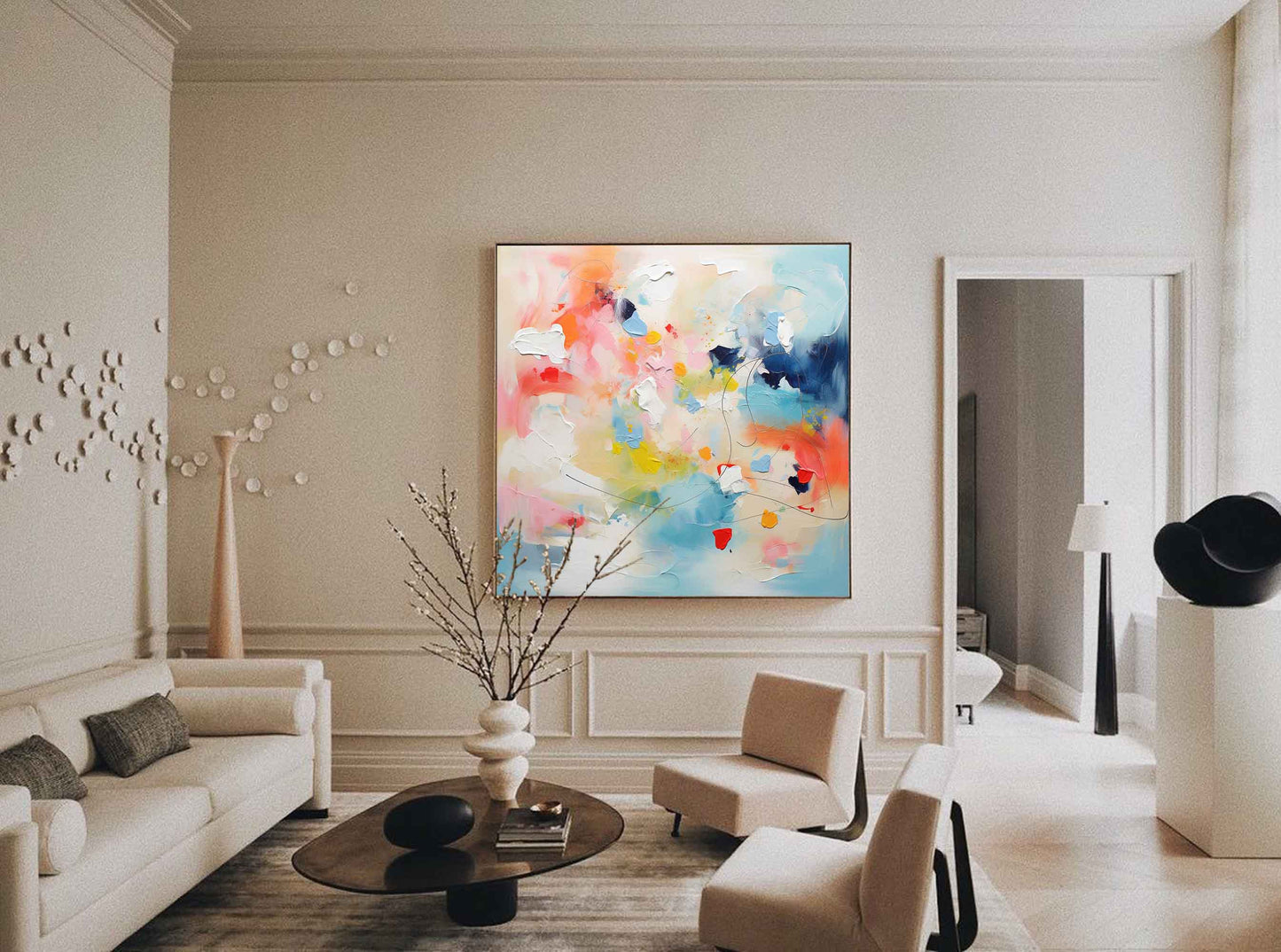 Colorful Abstract Oil Painting for Modern Home Decor and Art Enthusiasts