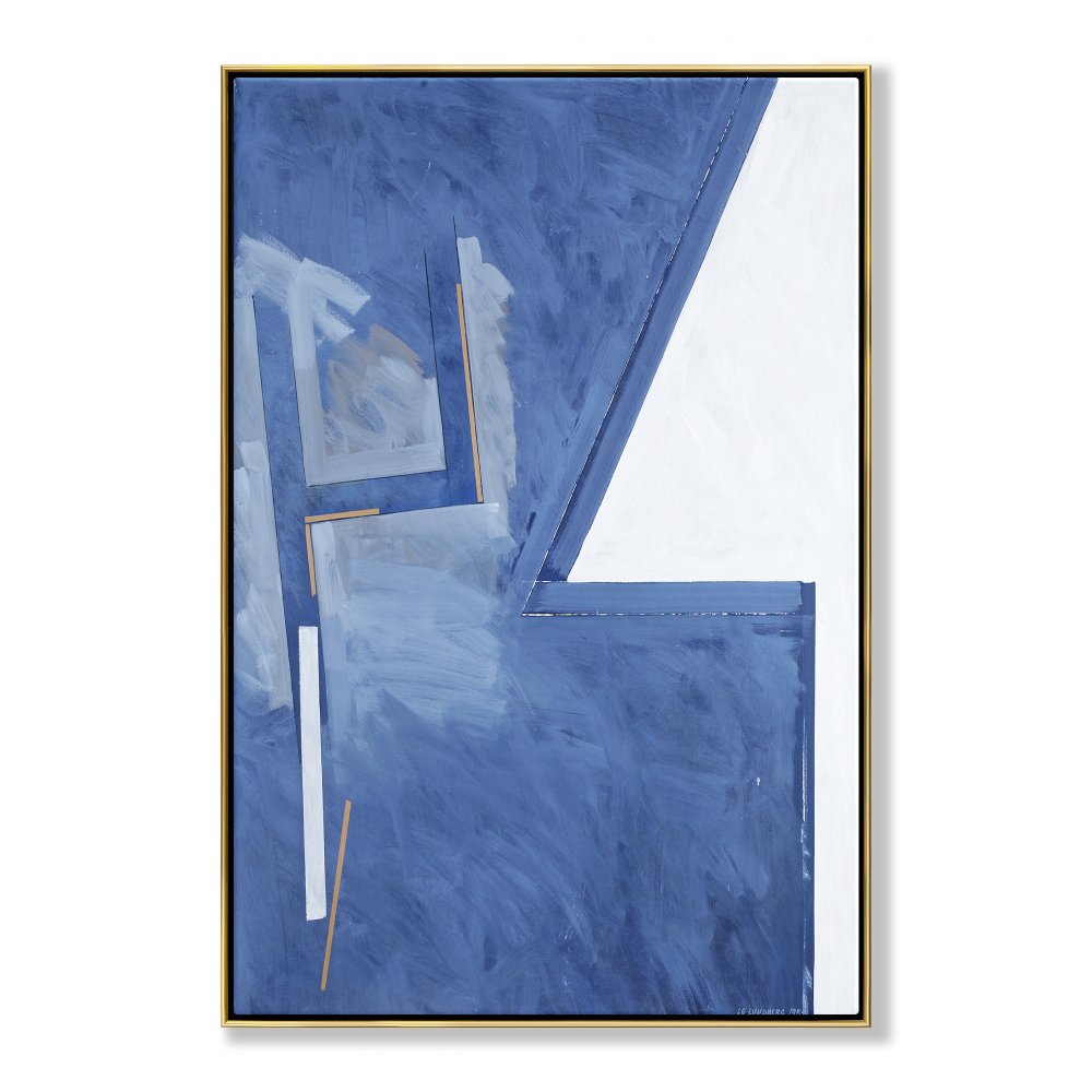Contemporary Blue Abstract Oil Painting for Modern Home Décor