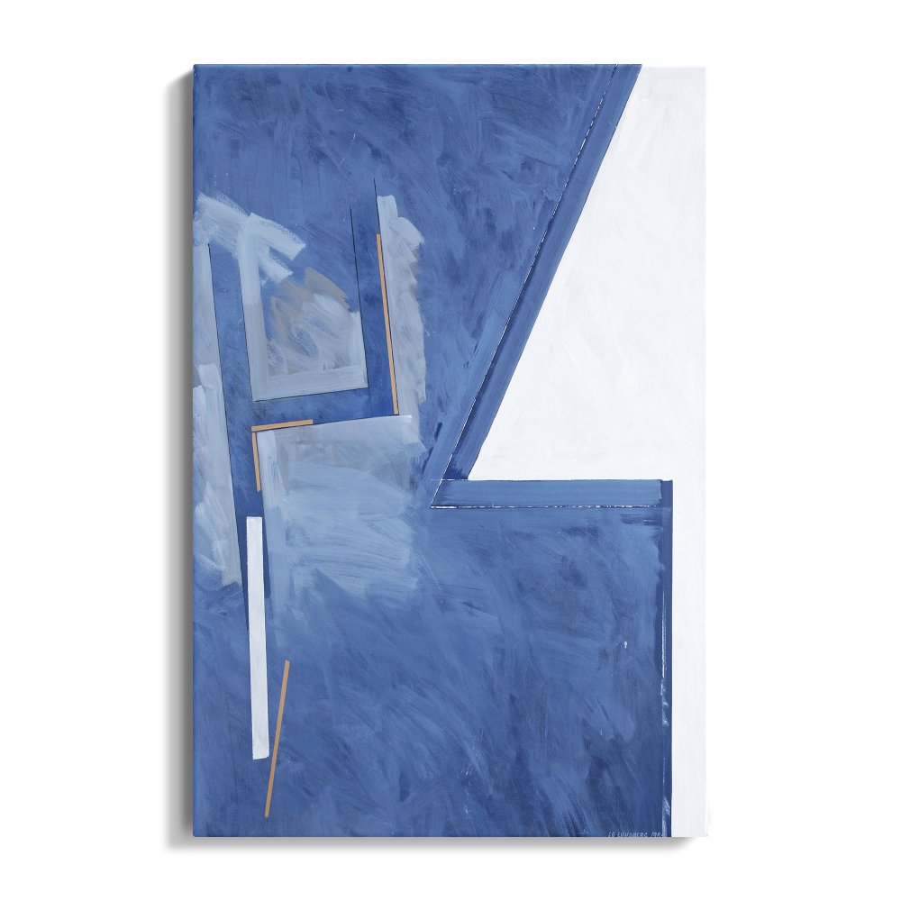 Contemporary Blue Abstract Oil Painting for Modern Home Décor