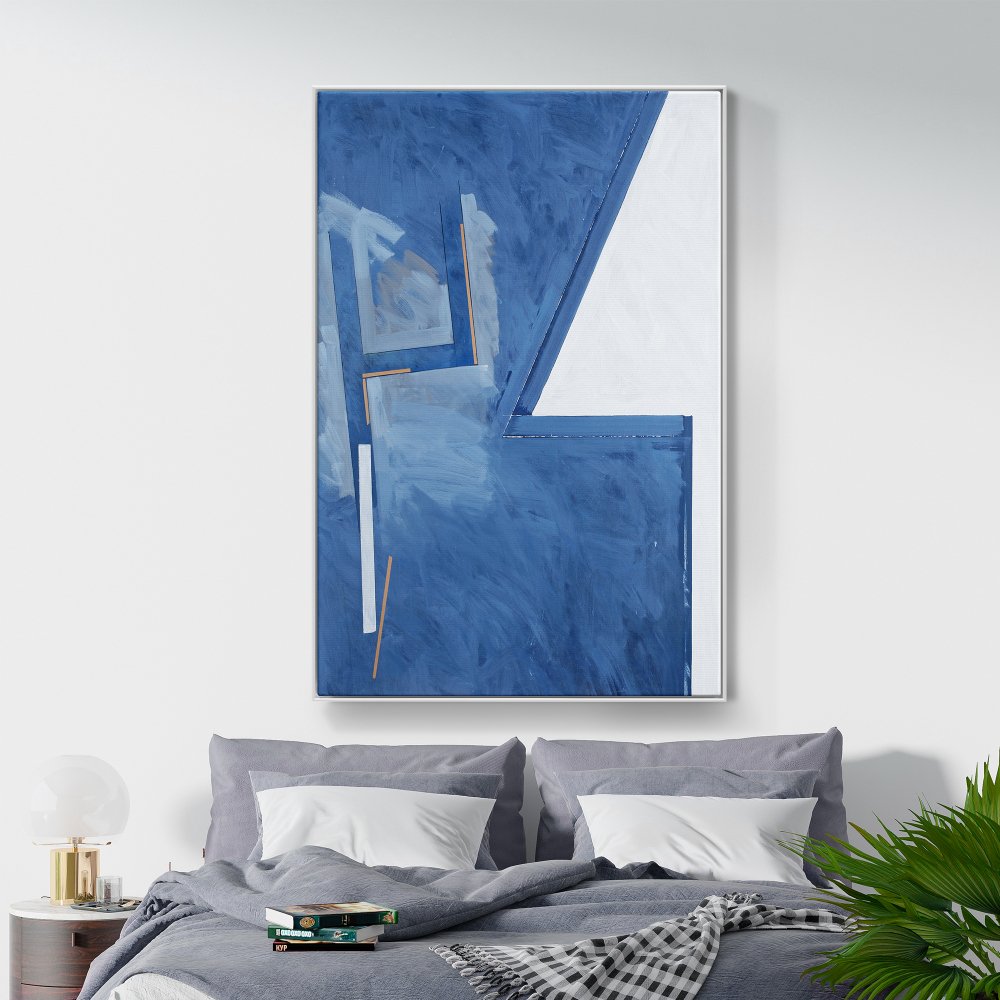 Contemporary Blue Abstract Oil Painting for Modern Home Décor